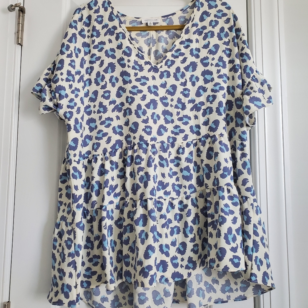 Jungle Path Top, Blue, Chic Soul, 1x, Never Worn